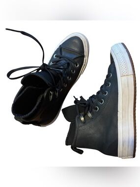 RARE Converse Black Leather High-Top Athletic Sneakers